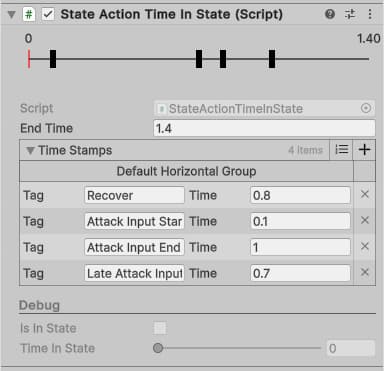 screen shot of the FSM custom inspector for the Time In State Component (1)