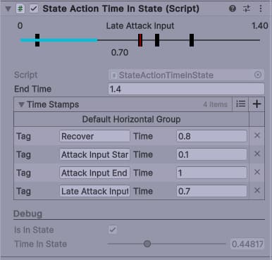 screen shot of the FSM custom inspector for the Time In State Component (2)